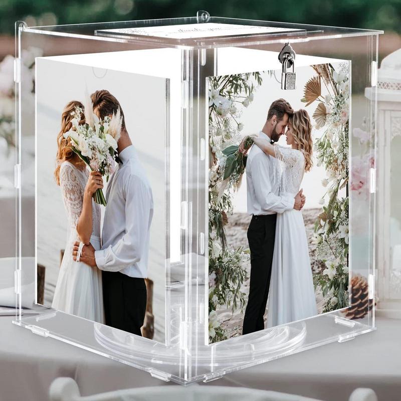 Wedding Card Box - อะคริลิคงานแต่งงานกล่องล็อคสําหรับวันเกิด Baby Shower โปร่งใสเงินกล่องซองจดหมายกล่อง