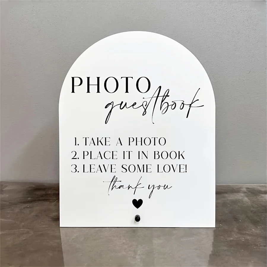 Personalized Guest Book - ป้ายหนังสือแขกภาพงานแต่งงานอะคริลิคหรูหราพร้อมขาตั้ง - เหมาะสําหรับพิธีและแผนกต้อนรับ วันครบรอบ และงานวันเกิด