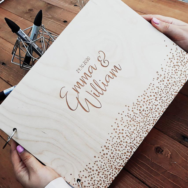 Personalized Guest Book - ส่วนบุคคลงานแต่งงานสมุดเยี่ยมที่กำหนดเองไม้หนังสือครบรอบของขวัญงานแต่งงานป้าย Book