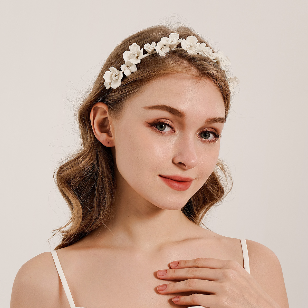 Wedding Arch Flower - Efily เจ้าสาวดอกไม้สีขาวผม Hoop Fairy Mori แถบคาดศีรษะ
