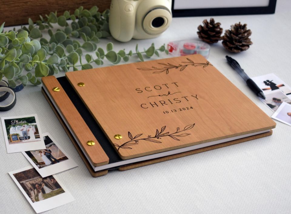 สมุดอวยพรงานแต่งงานแบบไม้ อัลบ - Personalized Guest Book บทวิจารณ์และราคา