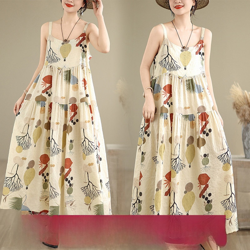 เดรสยาวผ้าฝ้ายลินินลายดอกไม้ ท - Good Floral & Wedding Decor Supply บทวิจารณ์และราคา